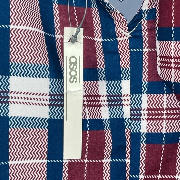 ASOS Soft Trapeze Midi Dress Pephem in Check Plaid Print Back Bow Ruffle Hem - Picture 12 of 12